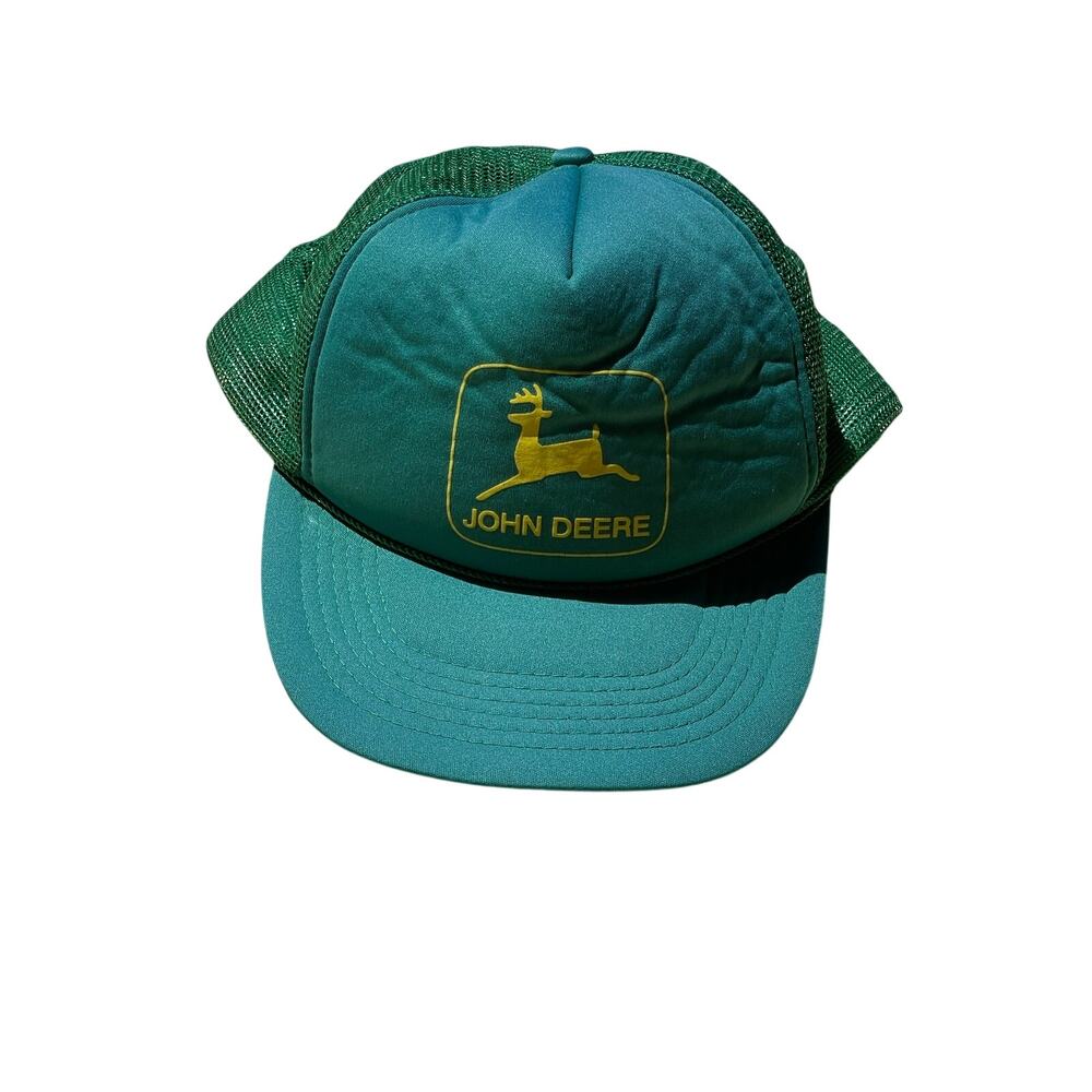 Vtg John deer trucker hat mesh OSFA SnapBack green yellow logo cap